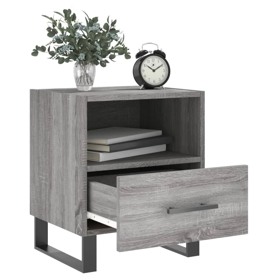 Table de chevet sonoma gris 40x35x47,5 cm bois d’ingénierie - 7
