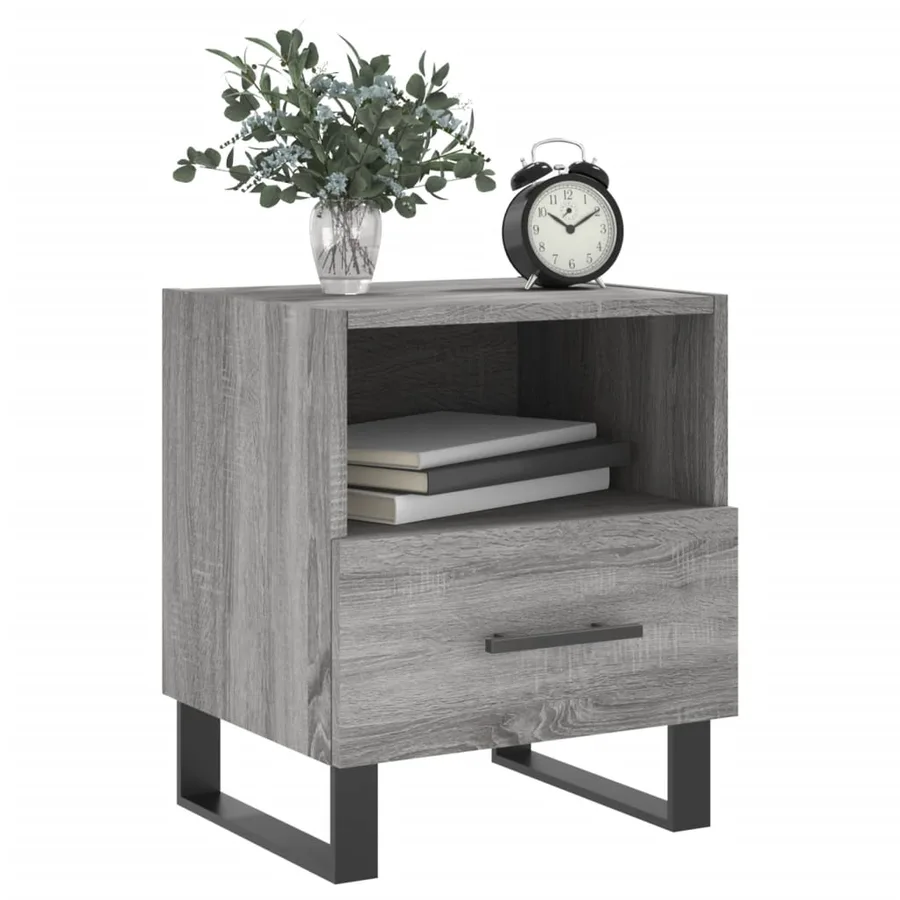 Table de chevet sonoma gris 40x35x47,5 cm bois d’ingénierie - 8