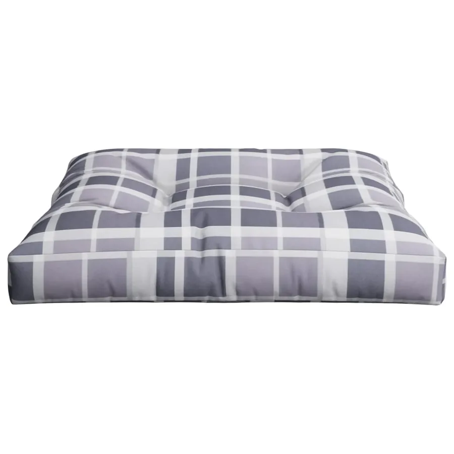 Coussin de palette motif à carreaux gris 70x70x12 cm tissu - 5