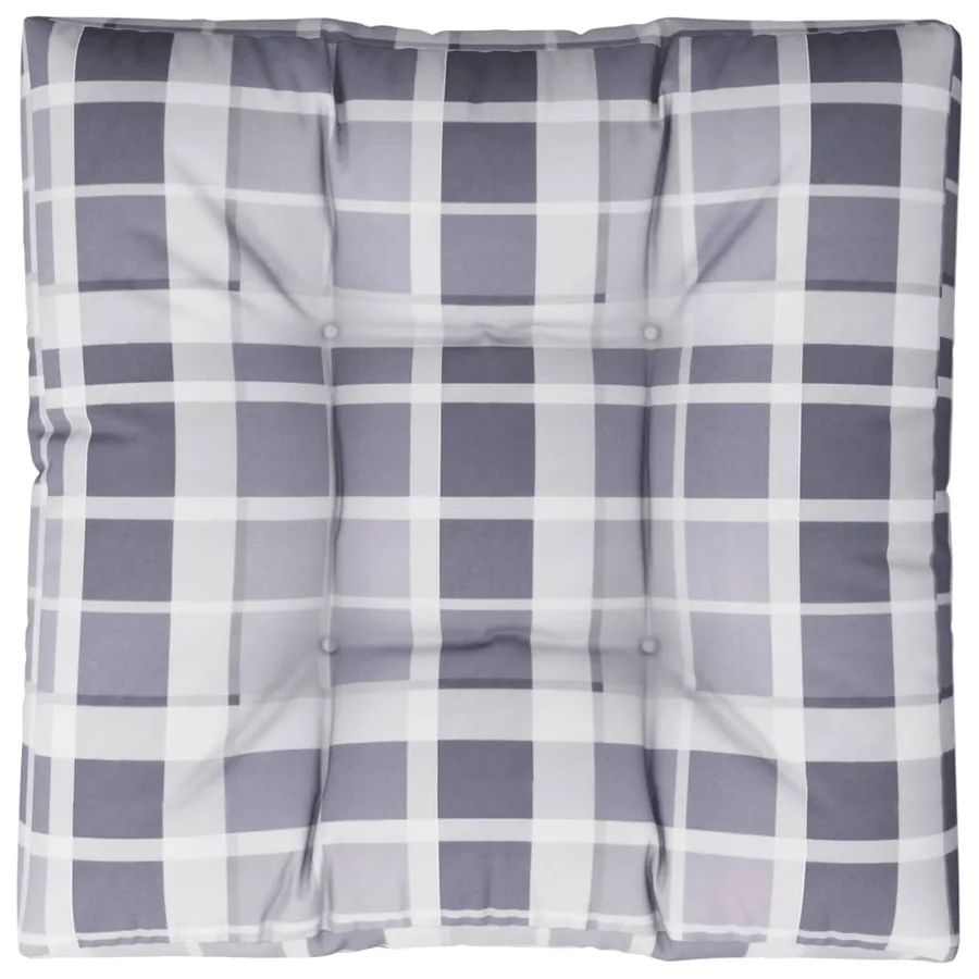 Coussin de palette motif à carreaux gris 70x70x12 cm tissu - 6