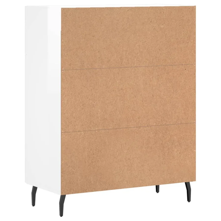 Buffet Blanc brillant 69,5x34x90 cm Bois d'ingénierie - 8