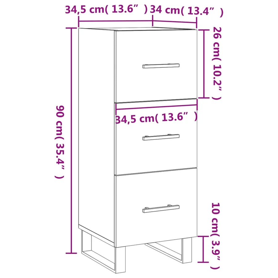 Buffet blanc 34,5x34x90 cm bois d'ingénierie - 12