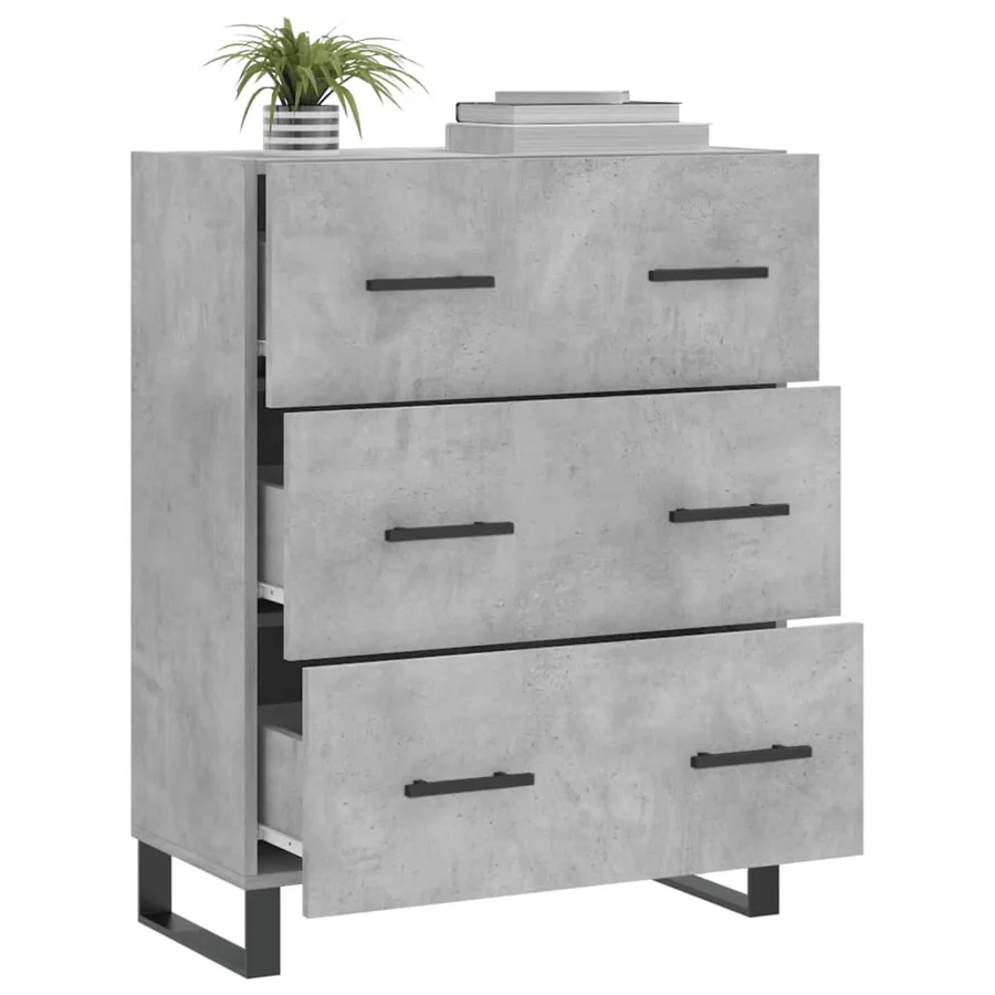 Buffet gris béton 69,5x34x90 cm bois d'ingénierie - 4