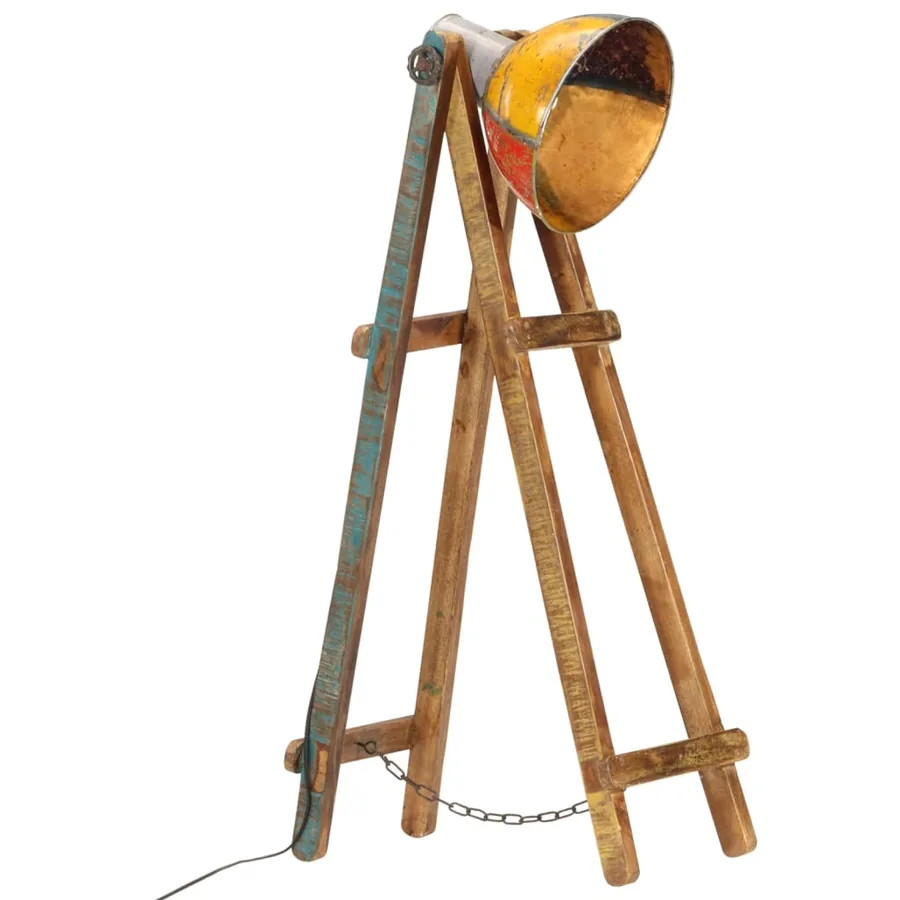 Lampadaire multicolore E27 bois massif de manguier