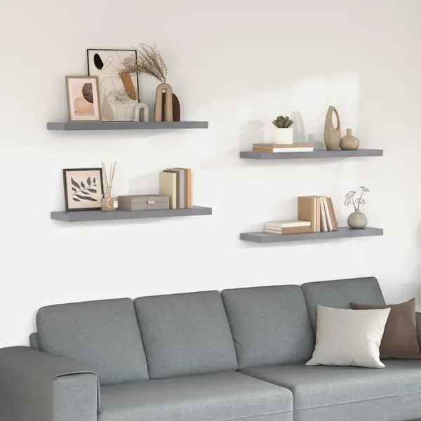 Étagères murales flottantes 4 pcs gris 90x23,5x3,8 cm MDF