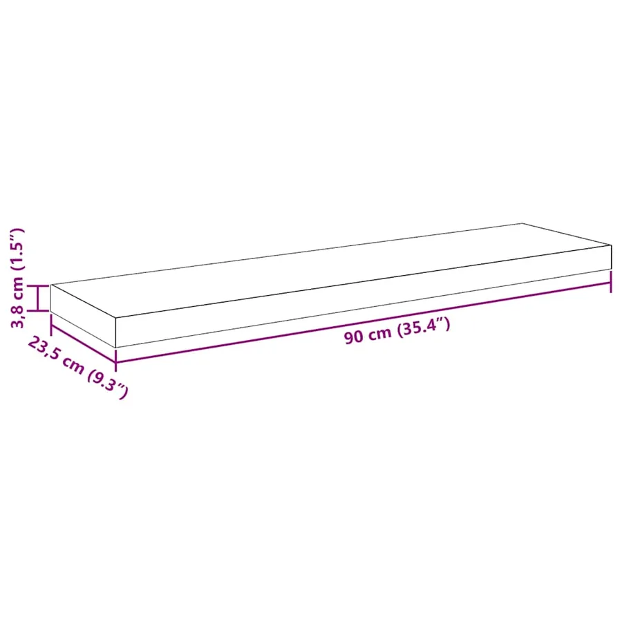Étagères murales flottantes 4 pcs gris 90x23,5x3,8 cm MDF - 15