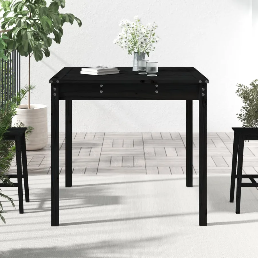 Table de jardin noir 82,5x82,5x76 cm bois massif de pin - 3
