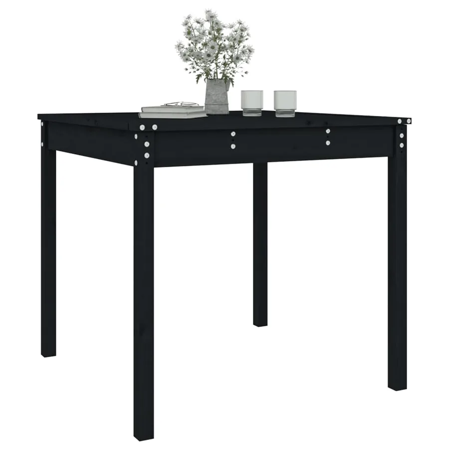 Table de jardin noir 82,5x82,5x76 cm bois massif de pin - 4