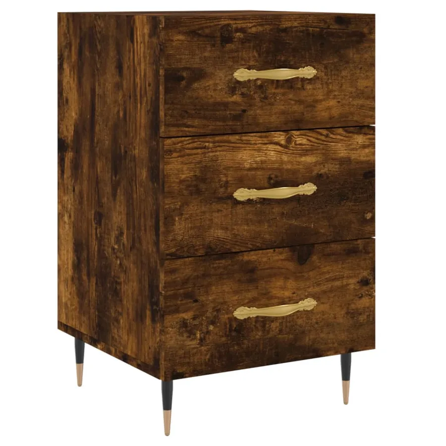 Table de chevet chêne fumé 40x40x66 cm bois d'ingénierie - 2