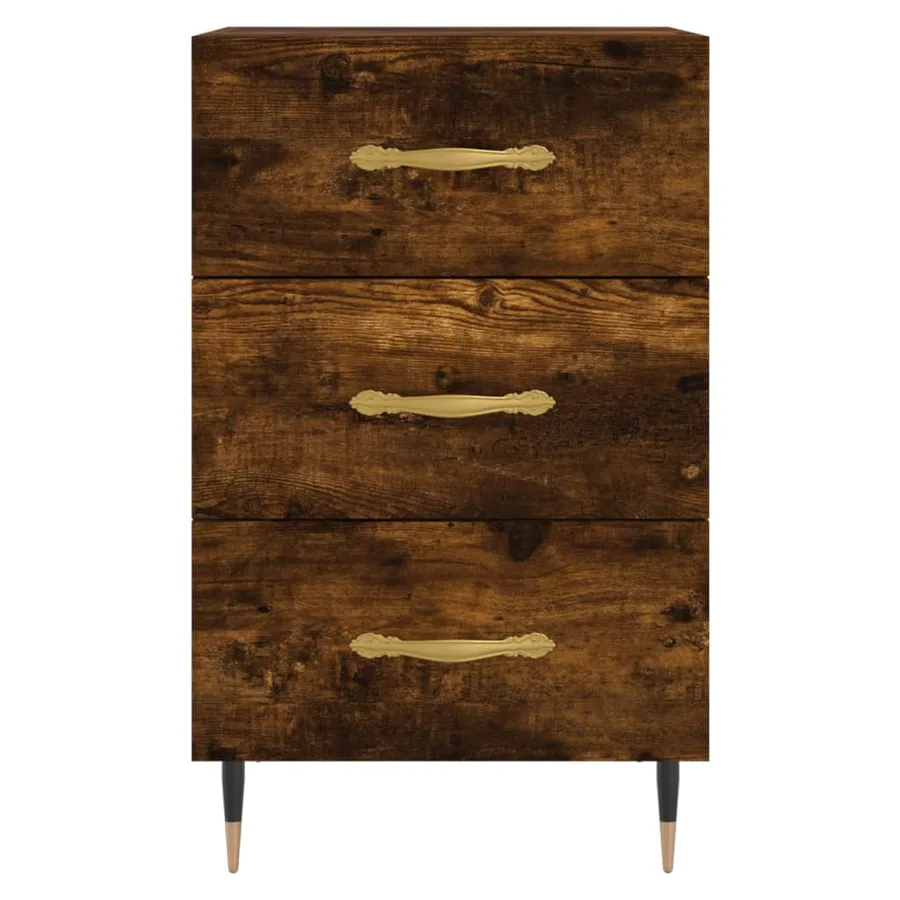 Table de chevet chêne fumé 40x40x66 cm bois d'ingénierie - 5