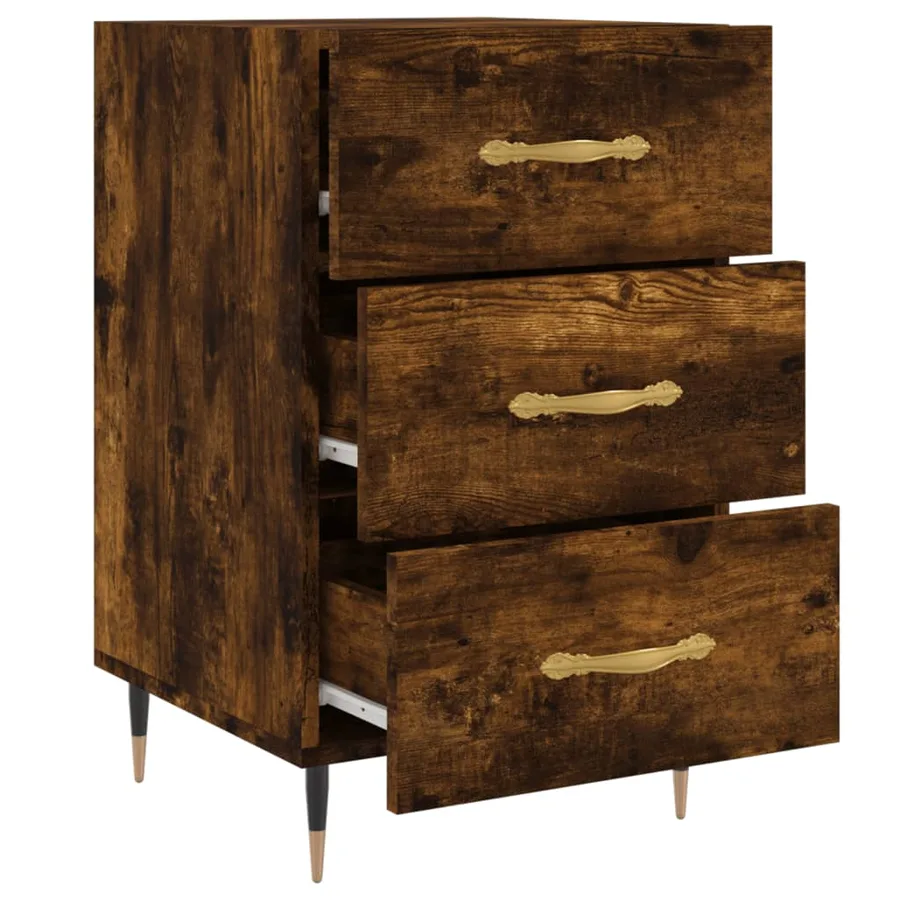 Table de chevet chêne fumé 40x40x66 cm bois d'ingénierie - 7