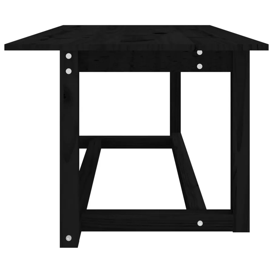 Table basse Noir 110x55x45 cm Bois massif de pin - 4