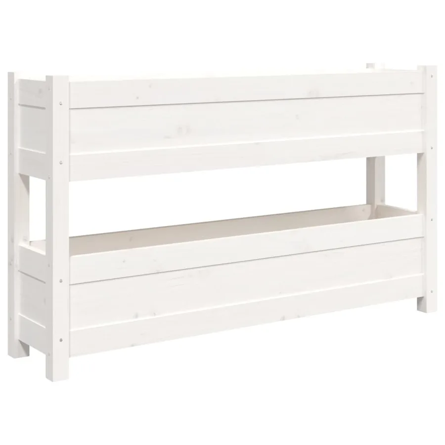 Jardinière Blanc 112x25x66 cm Bois massif de pin - 2