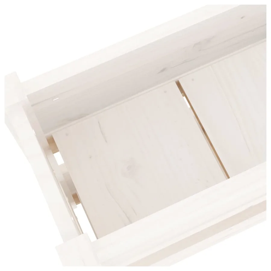 Jardinière Blanc 112x25x66 cm Bois massif de pin - 7