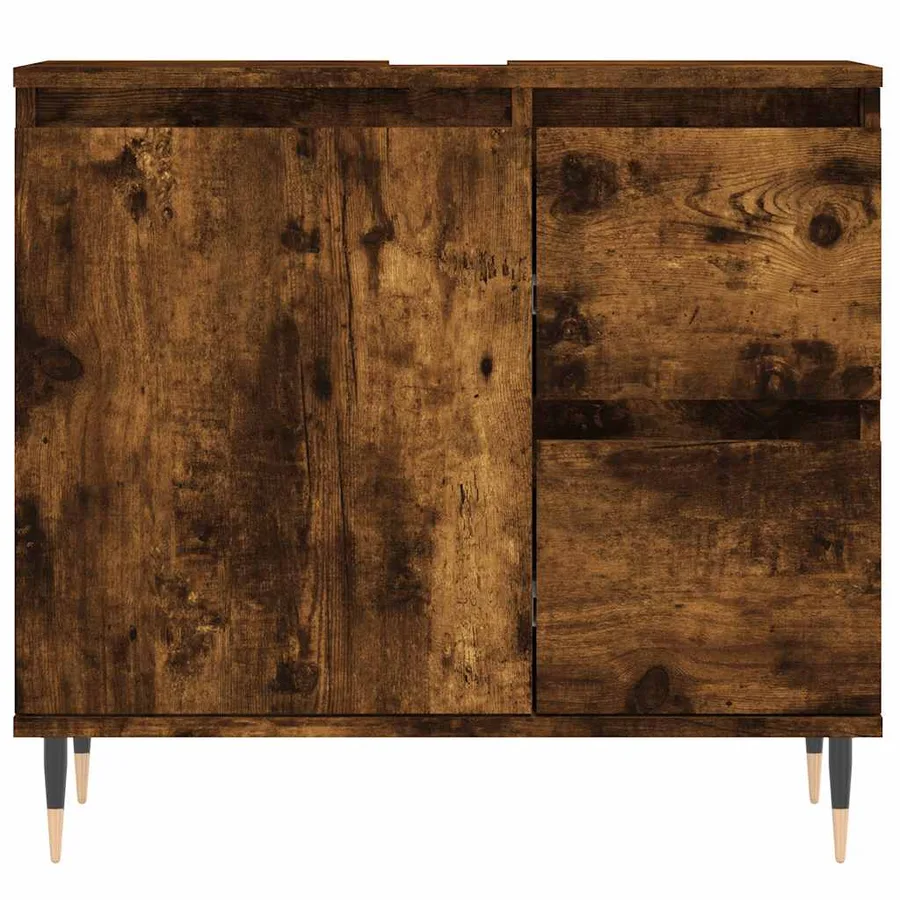 Armoire de bain chêne fumé 65x33x60 cm bois d'ingénierie - 5
