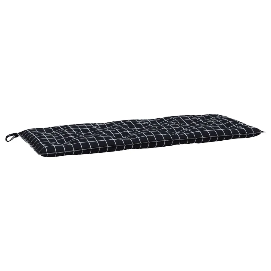 Coussin de banc de jardin carreaux noir 120x50x7 cm tissu - 2