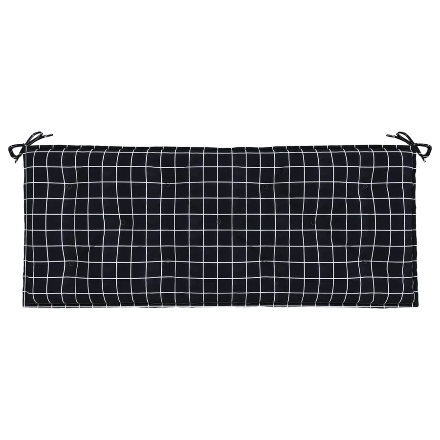 Coussin de banc de jardin carreaux noir 120x50x7 cm tissu - 4