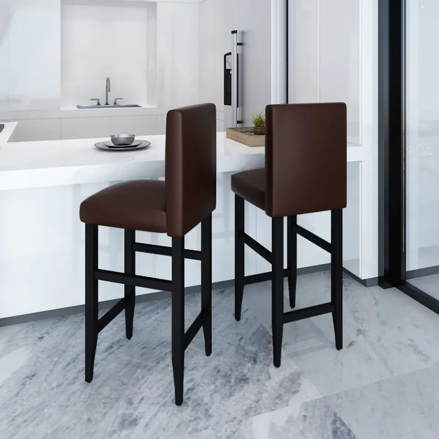 Tabourets de bar lot de 2 marron foncé similicuir