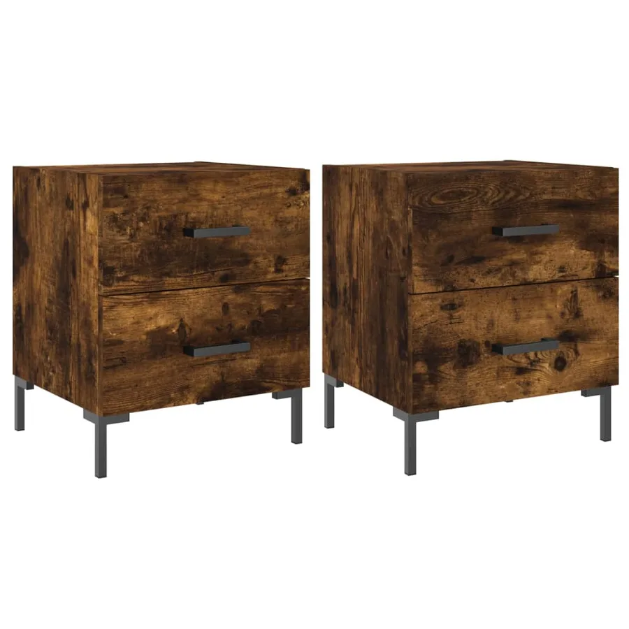 Tables de chevet 2pcs chêne fumé 40x35x47,5cm bois d’ingénierie - 2