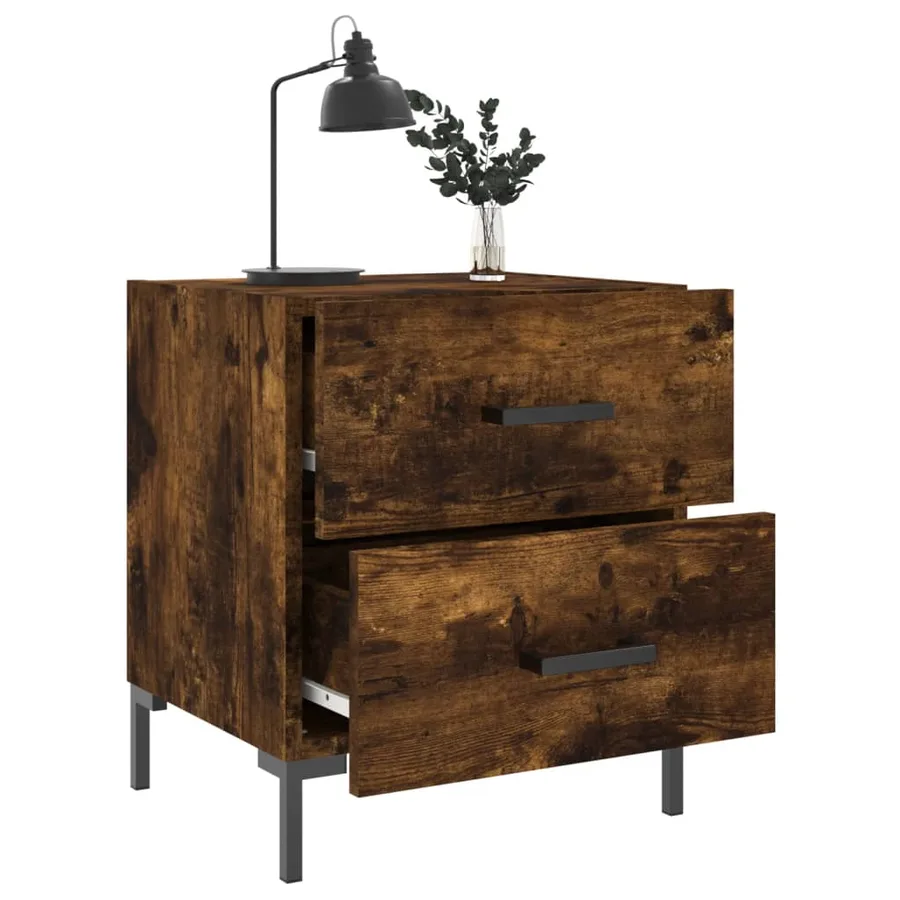 Tables de chevet 2pcs chêne fumé 40x35x47,5cm bois d’ingénierie - 4