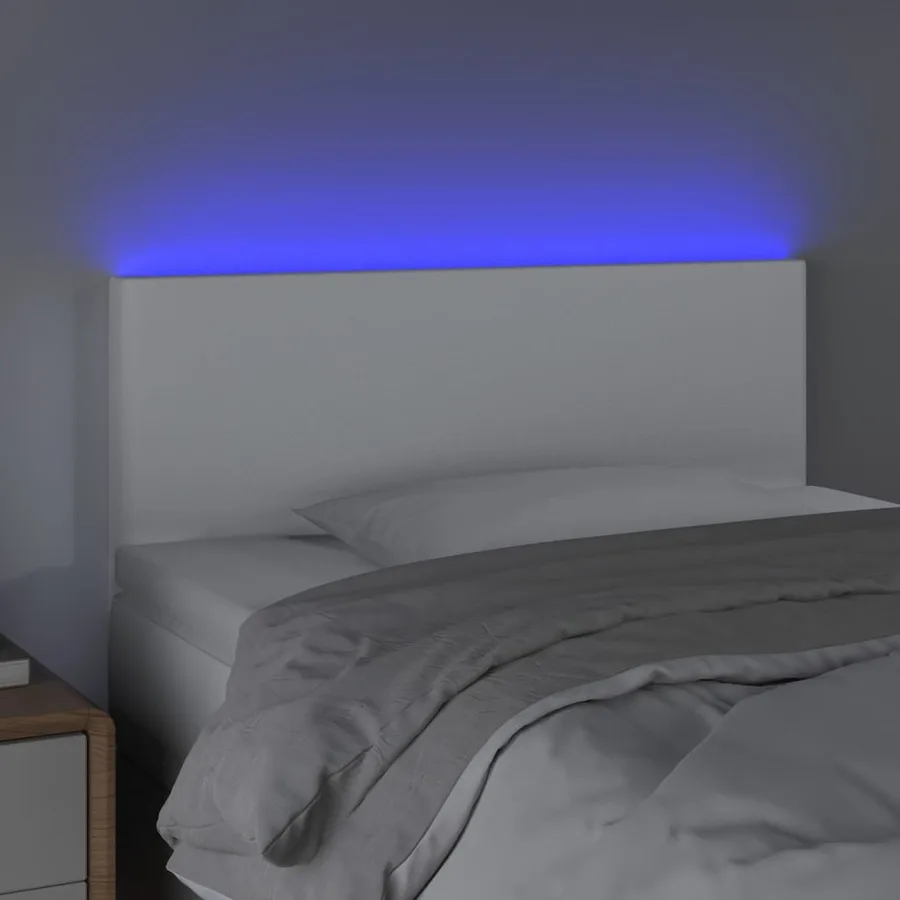 Tête de lit à LED Blanc 100x5x78/88 cm Similicuir - 3