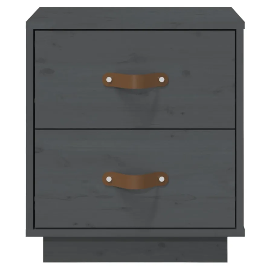 Tables de chevet 2 pcs Gris 40x34x45 cm Bois de pin massif - 7