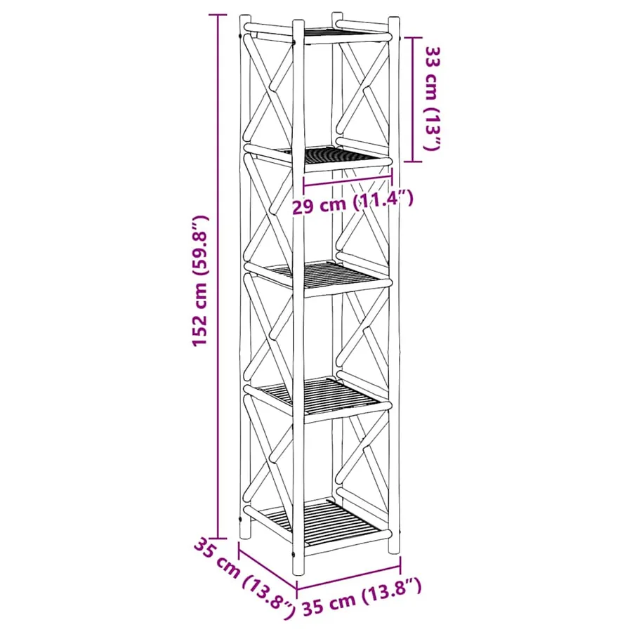 Étagère à 5 niveaux carré bambou - 8