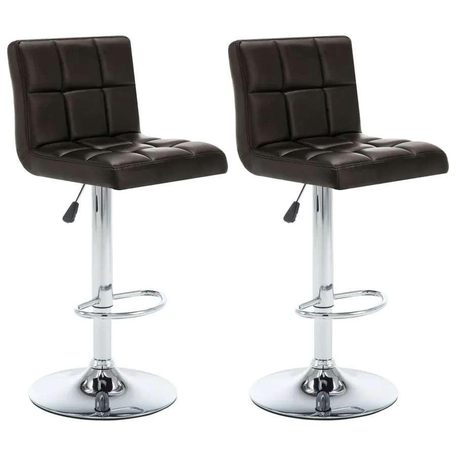 Tabourets de bar lot de 2 marron similicuir - 2