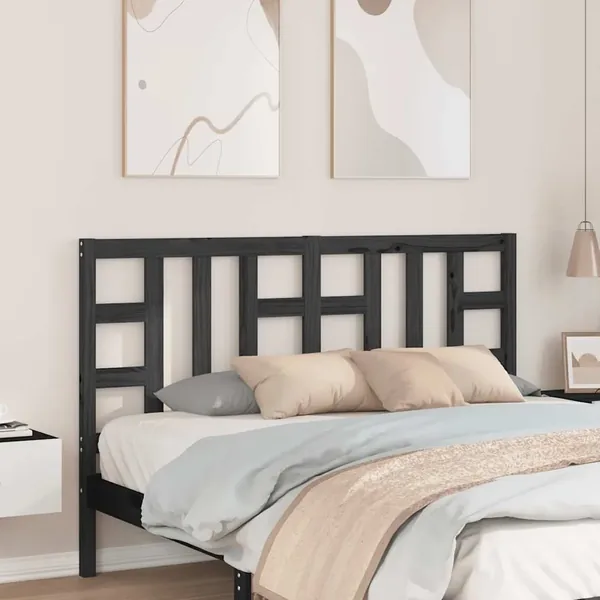 Tête de lit Noir 166x4x100 cm Bois massif de pin