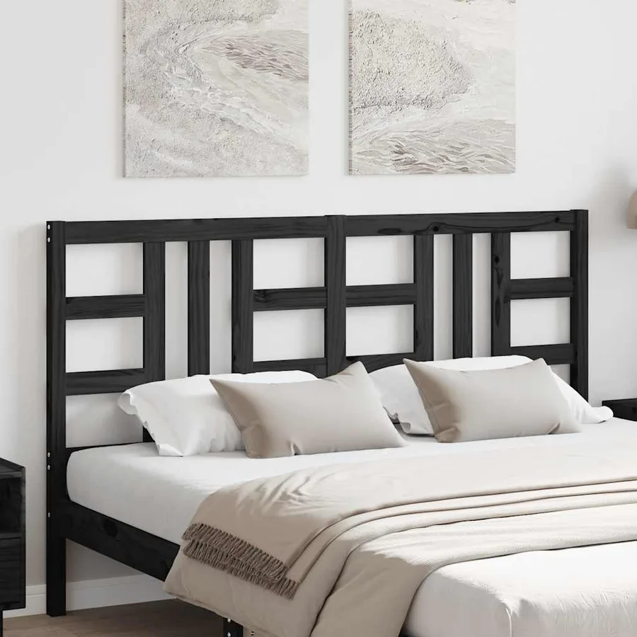 Tête de lit Noir 166x4x100 cm Bois massif de pin - 3