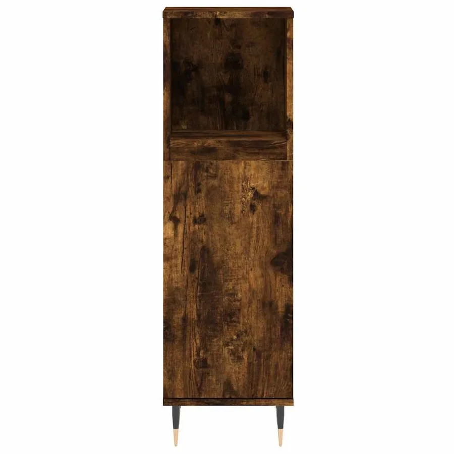 Armoire de bain chêne fumé 30x30x100 cm bois d'ingénierie - 5