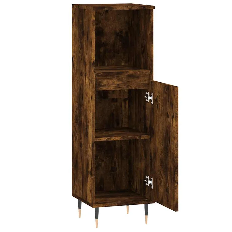 Armoire de bain chêne fumé 30x30x100 cm bois d'ingénierie - 6