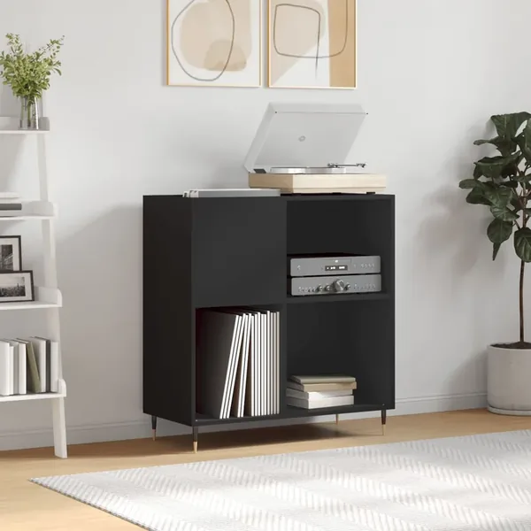 Armoire à disques noir 84,5x38x89 cm bois d'ingénierie
