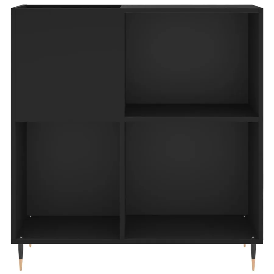 Armoire à disques noir 84,5x38x89 cm bois d'ingénierie - 4