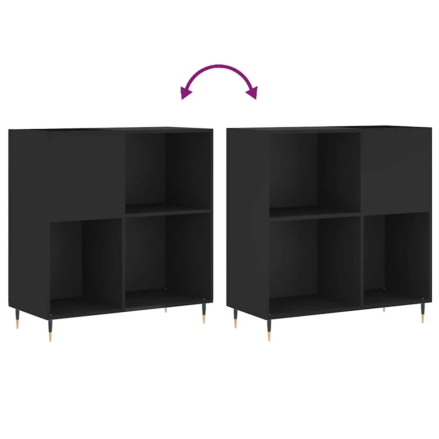 Armoire à disques noir 84,5x38x89 cm bois d'ingénierie - 7