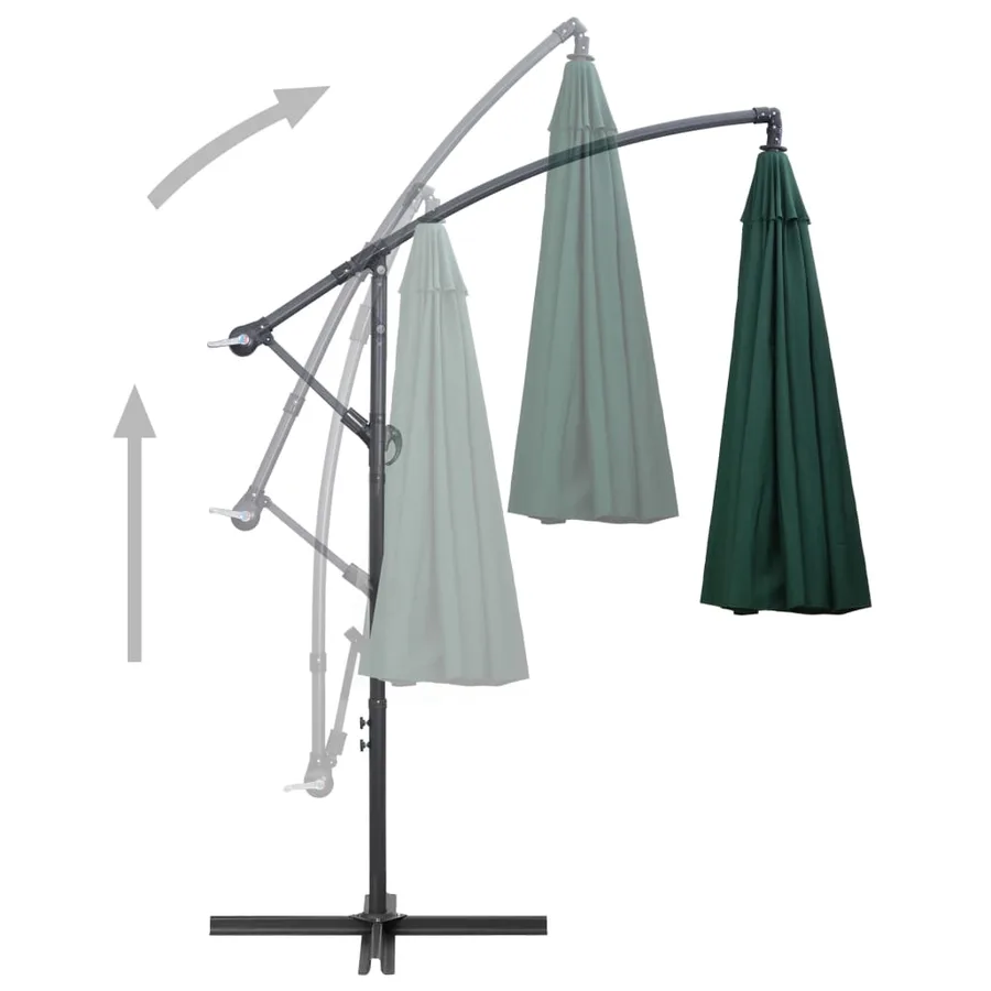 Parasol suspendu avec poteau en aluminium Vert 3 m - 4