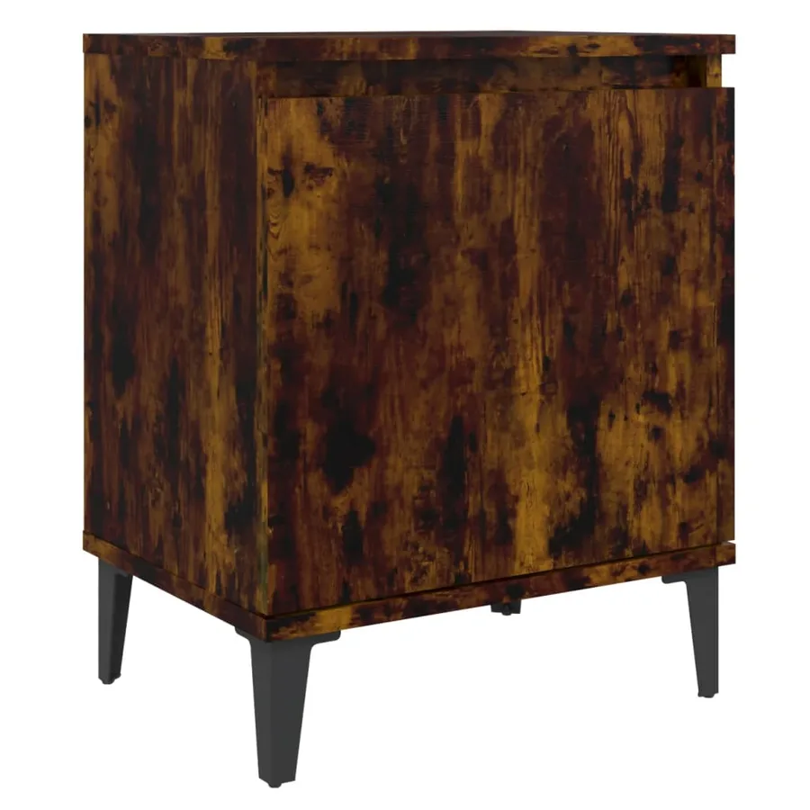 Table de chevet avec pieds en métal Chêne fumé 40x30x50 cm - 2
