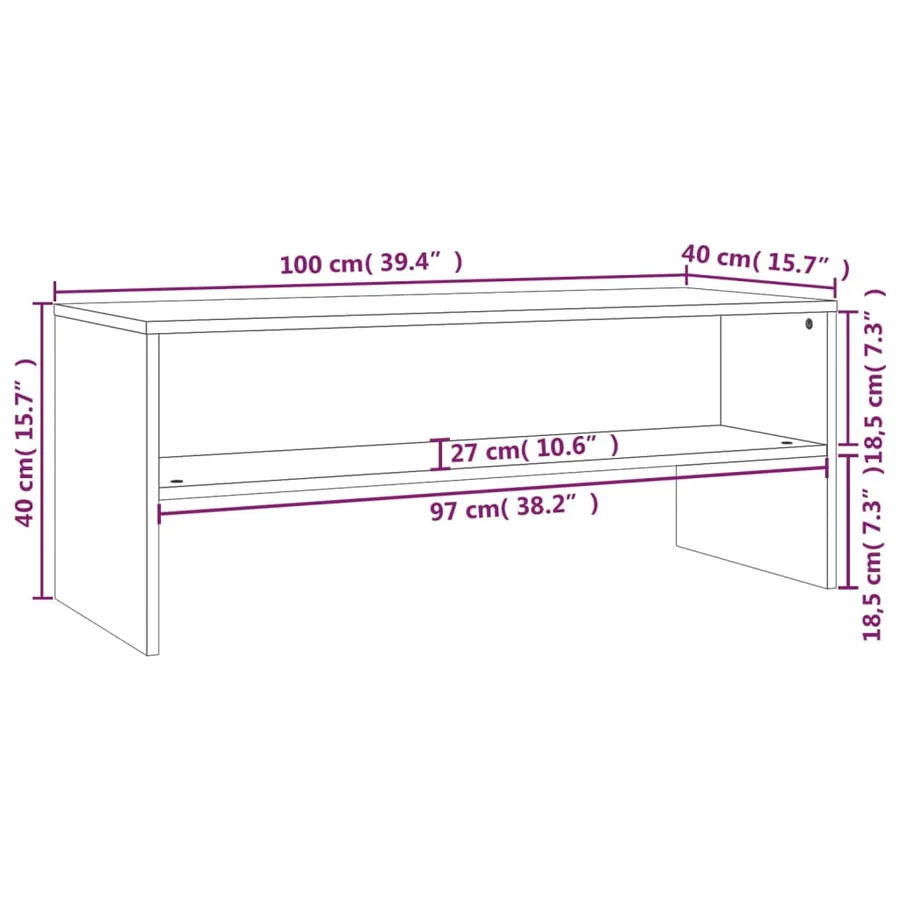 Meuble TV Chêne fumé 100x40x40 cm Bois d'ingénierie - 7