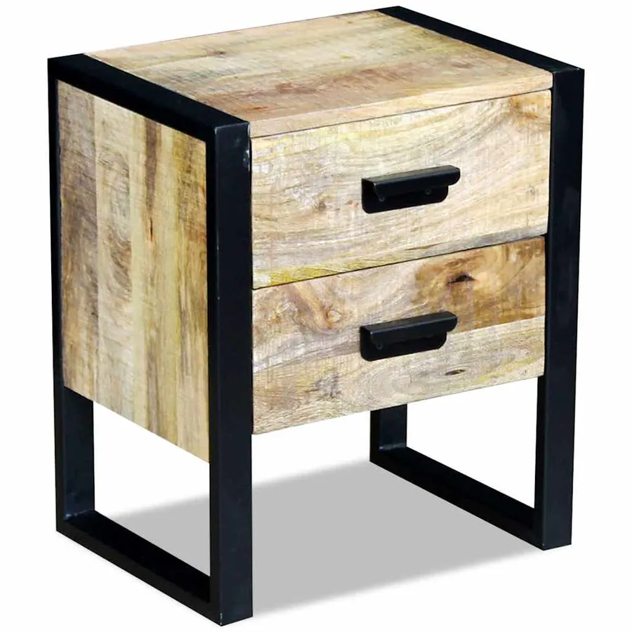 Table auxiliaire à 2 tiroirs bois manguier massif 43x33x51 cm - 4