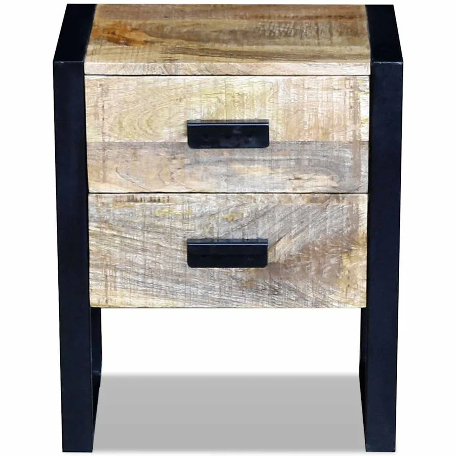 Table auxiliaire à 2 tiroirs bois manguier massif 43x33x51 cm - 6
