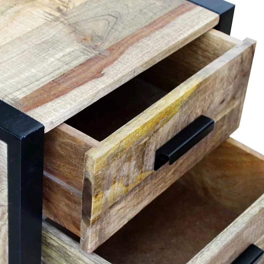 Table auxiliaire à 2 tiroirs bois manguier massif 43x33x51 cm - 7
