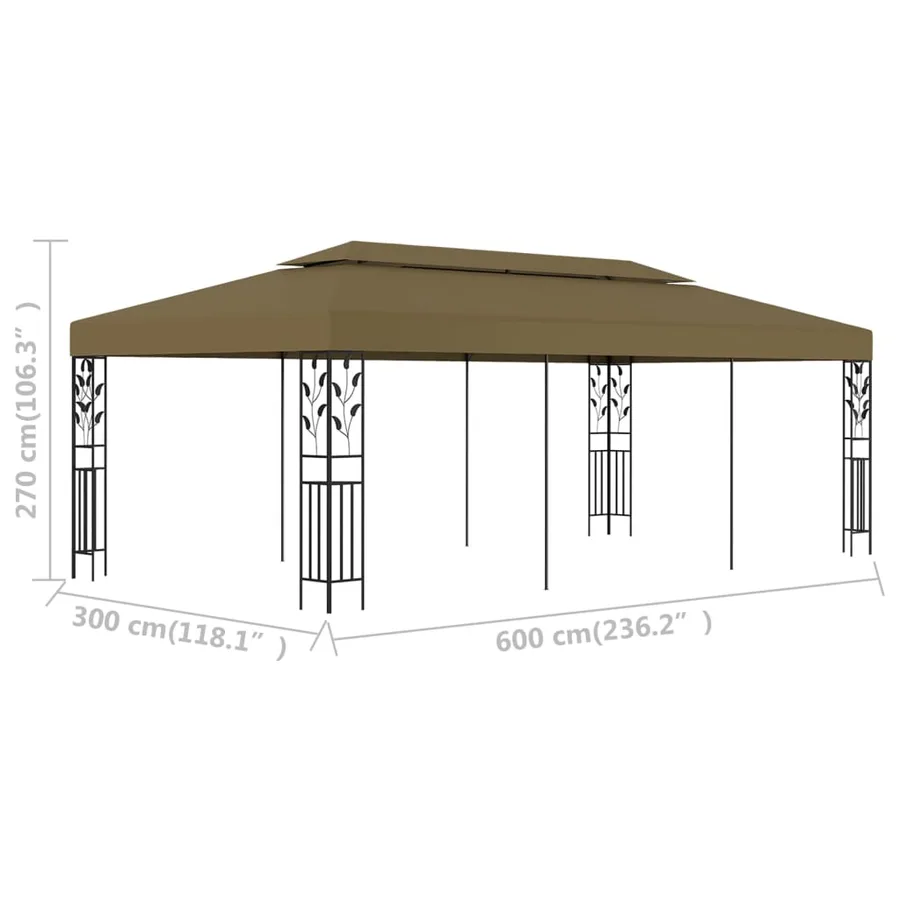 Chapiteau 6x3 m Taupe 180 g/m² - 6