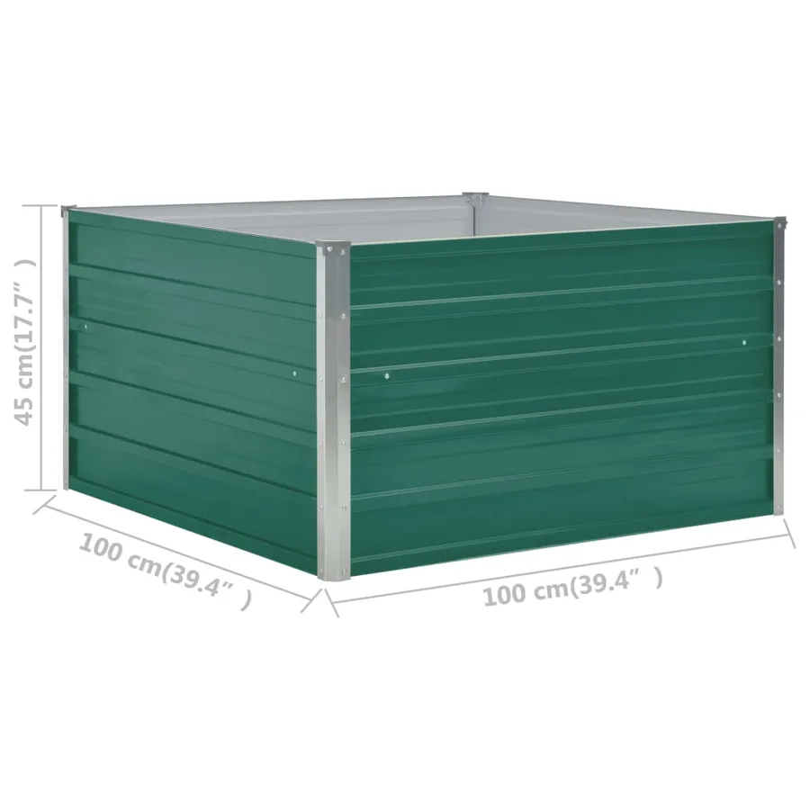 Jardinière 100 x 100 x 45 cm Acier galvanisé Vert - 6