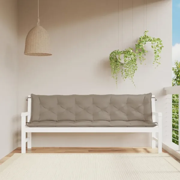 Coussins de banc jardin lot de 2 taupe 200x50x7 cm tissu Oxford