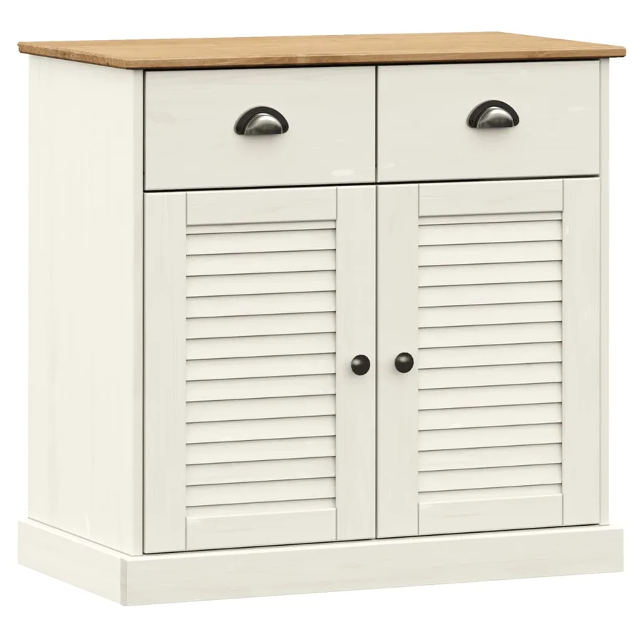 Buffet haut VIGO blanc 78x40x175 cm bois massif de pin - 10