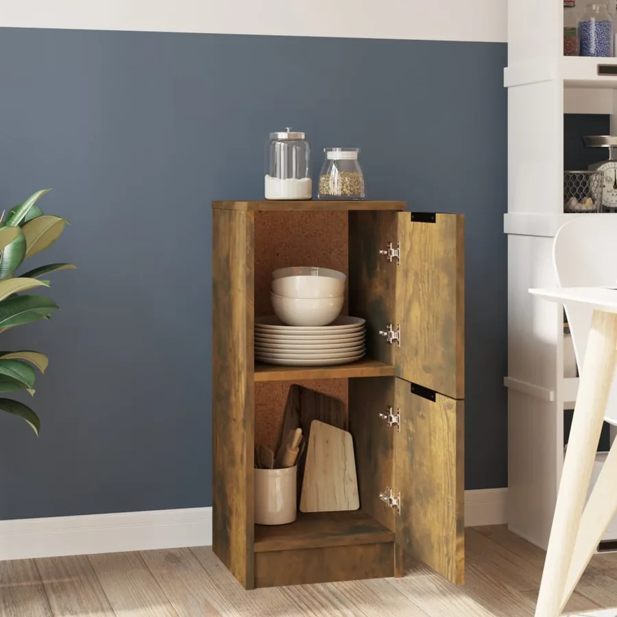 Buffet Chêne fumé 30x30x70 cm Bois d'ingénierie - 3