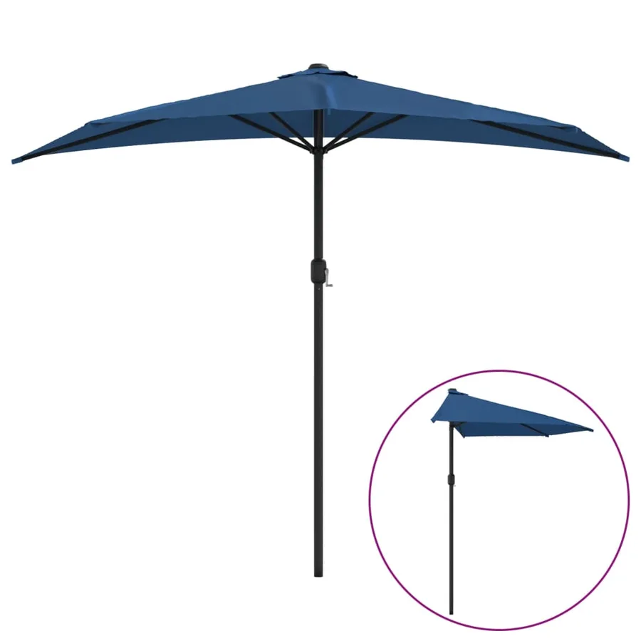 Parasol de balcon avec mât en aluminium Bleu 270x144x222cm Demi - 2