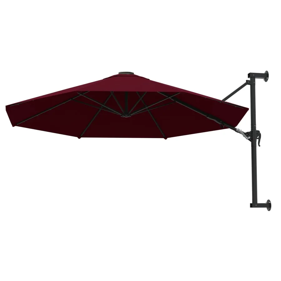 Parasol mural avec mât en métal 300 cm Bordeaux - 3