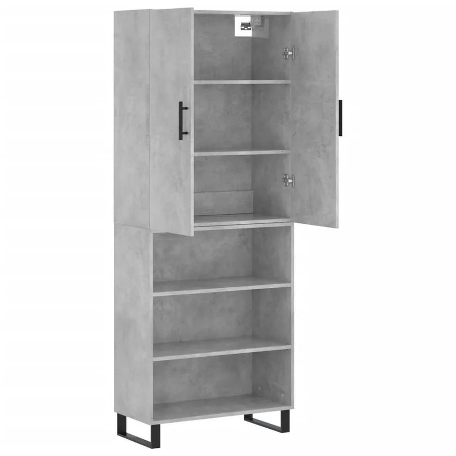 Buffet haut Gris béton 69,5x34x180 cm Bois d'ingénierie - 4
