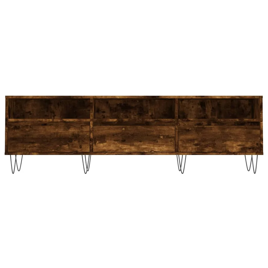 Meuble TV chêne fumé 150x30x44,5 cm bois d'ingénierie - 5